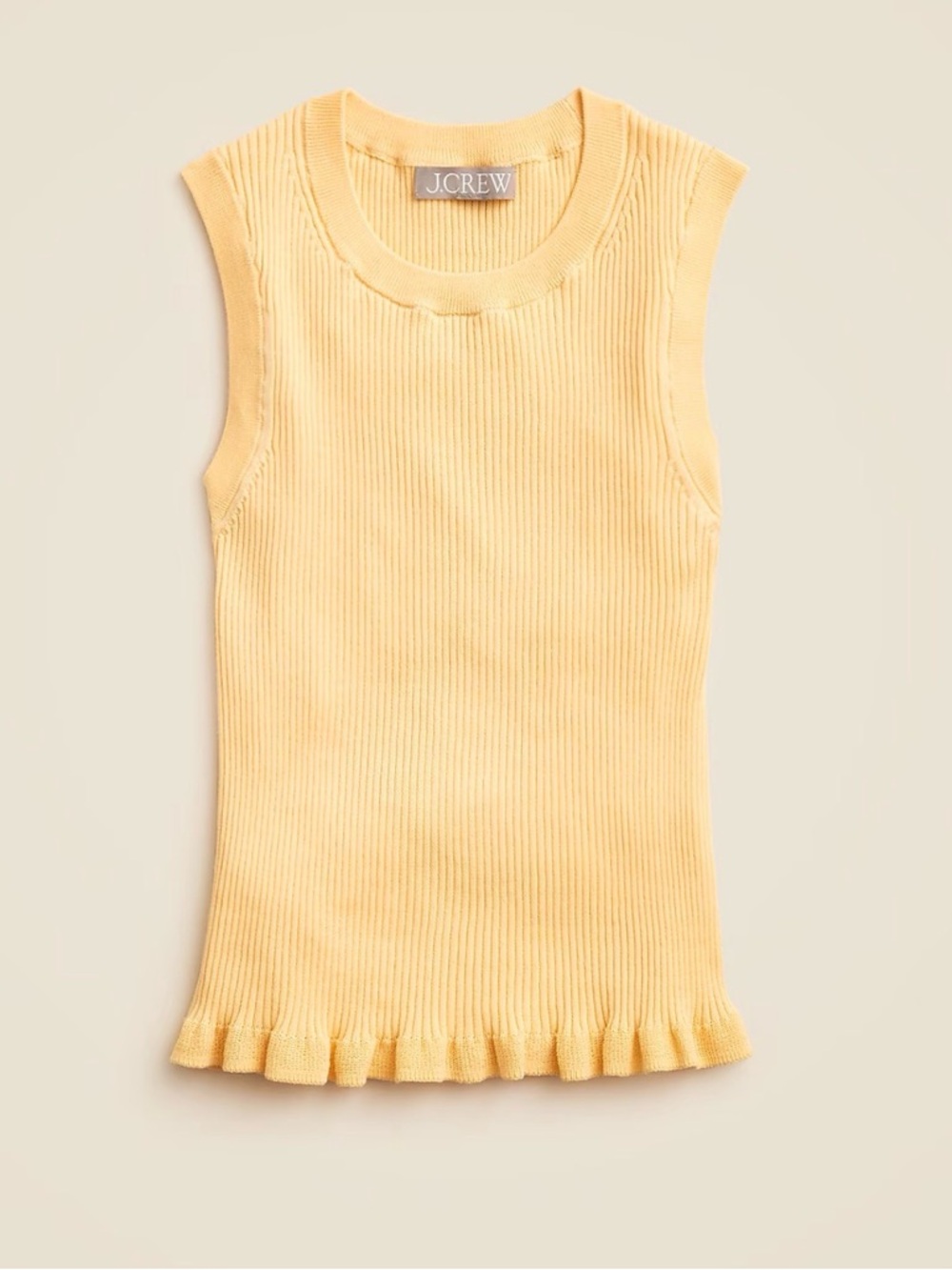 J.Crew Ruffle Shell Tank top in Premium Cotton | Banana Cream | Medium
